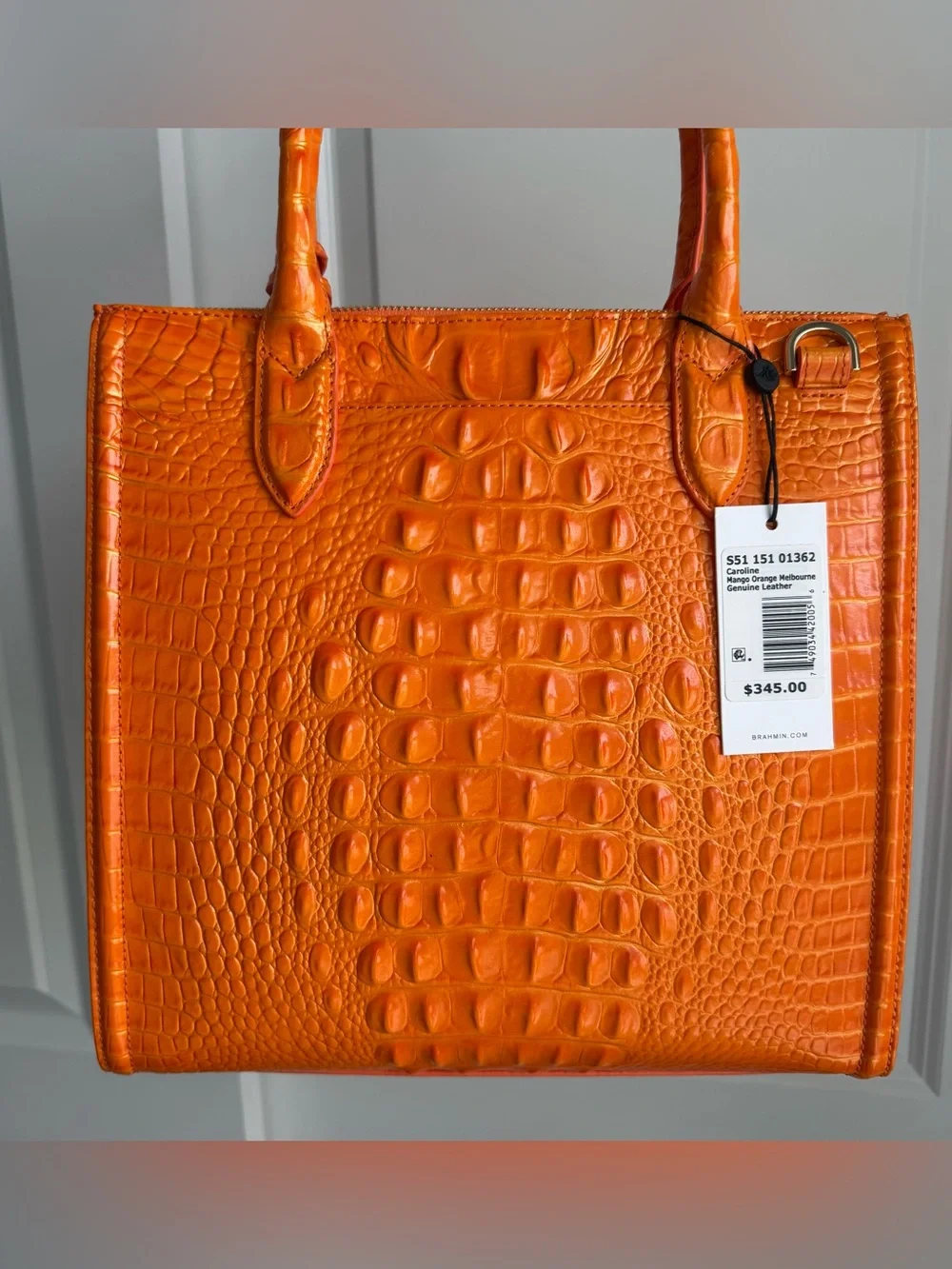 Brahmin Caroline Mango Orange Melbourne Leather Handbag Satchel